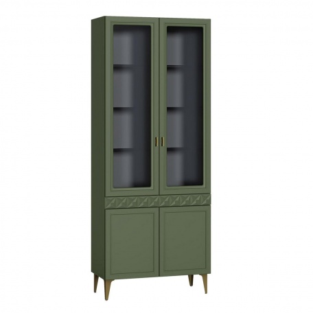 Шкаф-витрина Марион (шир. 80 см) олива